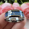 Men's 8mm Tungsten Blue Heartbeat Pattern Carbon Fiber Comfort-Fit Wedding Band